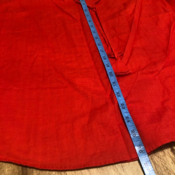 Knox Rose Orange Red Lightweight Cotton Short Sleeve Front Tie Tassels Shirt XXL - Picture 6 of 8